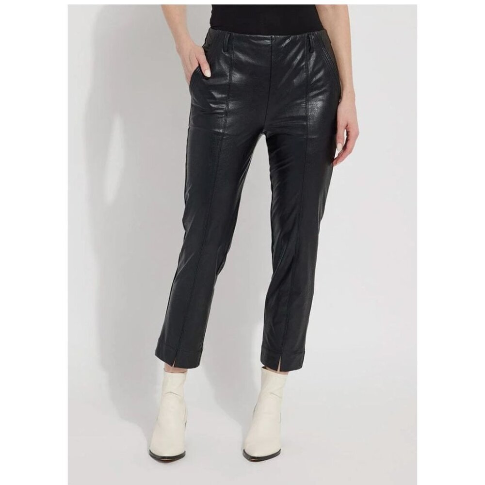 LYSSÉ Andrea Crop Vegan Leather 26" Trouser in Black - Sz L - NWOT